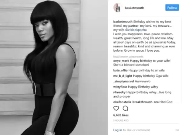 Basket Mouth Sends Wife Birthday Wishes As She Turns A Year Older (Photo)